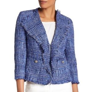 Anne Klein Royal Blue Fringe Tweed Boucle Jacket Blazer NWOT Size 12